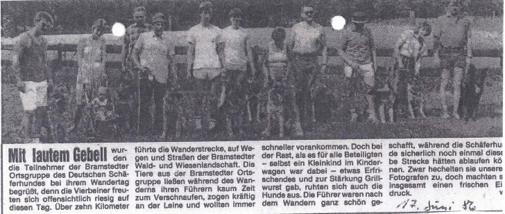 Zeitungsartikel Juni 1986 - Wandertag