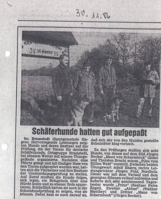 Zeitungsartikel November 1986 - Pr&uuml;fung