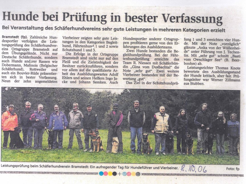 Zeitungsartikel Oktober 2006 - Pr&uuml;fung in bester Verfassung